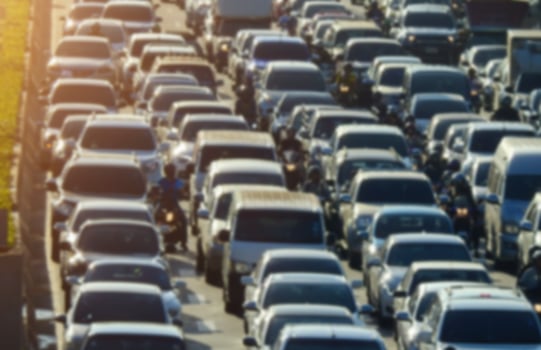 blurred traffic jam in bangkok road photo