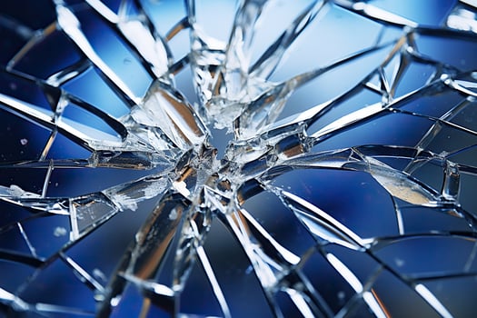 Texture of broken glass. Cracks in the glass. Generated by artificial intelligence photo