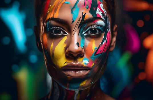 Art face painted. Generate Ai photo