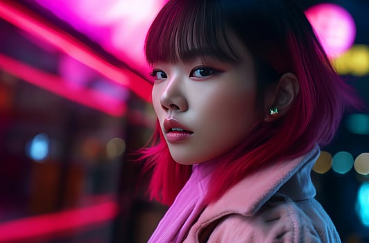 Fashion shanghai model girl street shot. Generate Ai photo