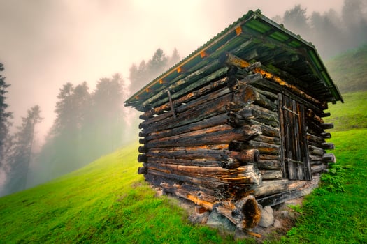 Wooden hayloft in the Stubai Alps photo