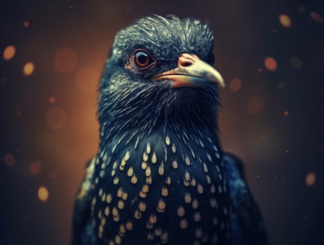 Starling bird portrait AI Generated photo