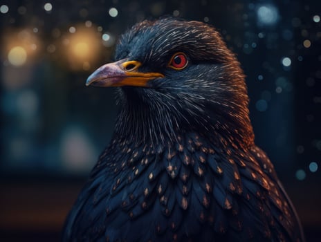 Starling bird portrait AI Generated photo