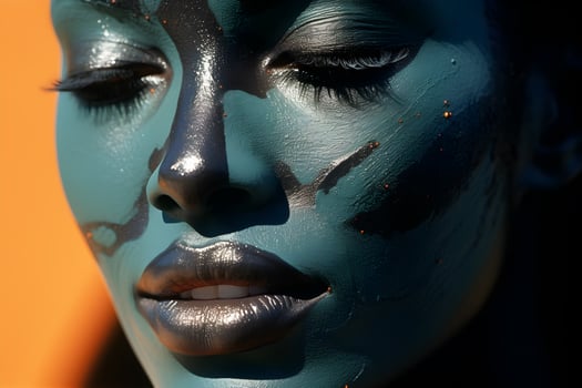 Captivating Portrait of a Beautiful African Girl with Paint on Her Face photo