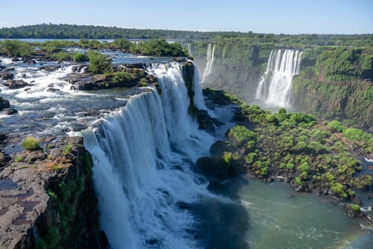 Iguazu Falls is a series of waterfalls on the border of Brazil and Argentina photo