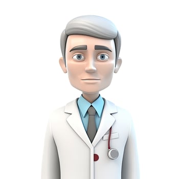 cartoon plasticine 3d avatar online doctor aged guy isolated on white background photo