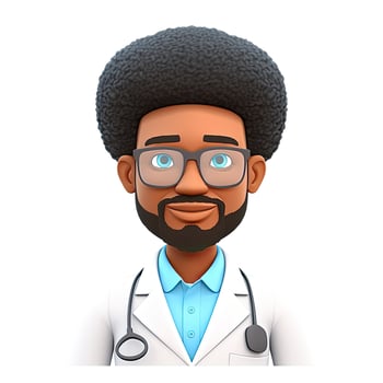 cartoon plasticine 3d avatar online doctor guy isolated on white background photo
