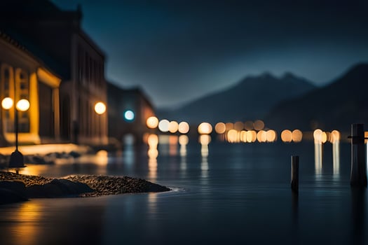 photo wallpaper the night, lake, lights, the lights, the lights, the lights, the. AI-Generated