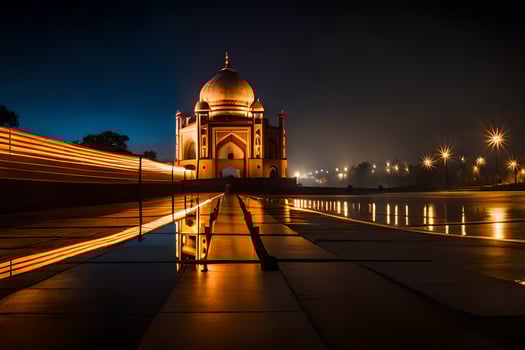 the taj mahal at night in india. AI-Generated photo