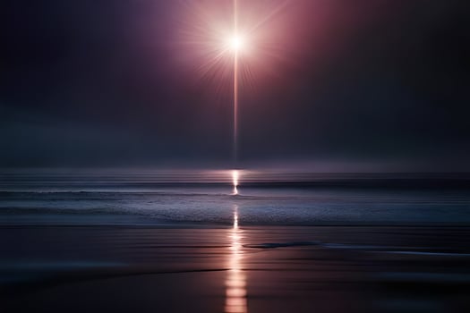 the sun shines brightly over the ocean. AI-Generated photo