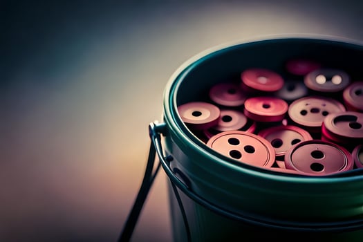 a bucket filled with red buttons. AI-Generated photo