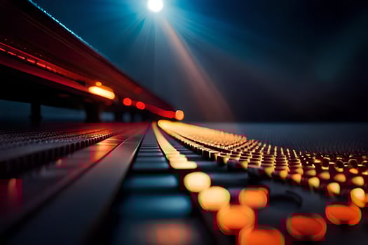 a close up of a sound mixing board. AI-Generated photo