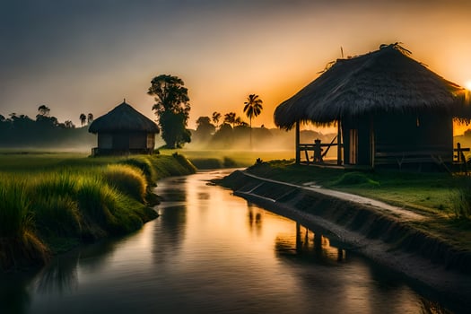 the sunrise in the morning. AI-Generated photo
