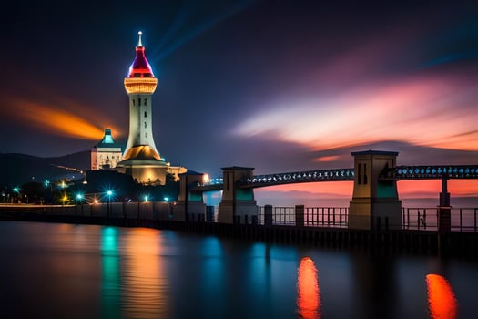 photo wallpaper the sky, bridge, bridge, the city, the city, the city, the. AI-Generated