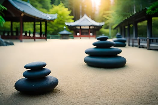 zen garden, japanese garden, japanese culture, japanese culture stock photos. AI-Generated photo