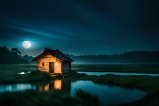 the moonlight on the water. AI-Generated photo