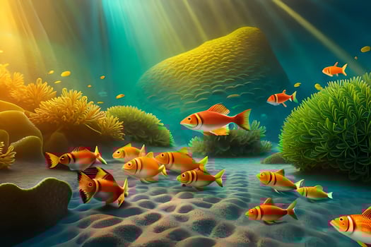 an underwater scene with fish and coral. AI-Generated photo