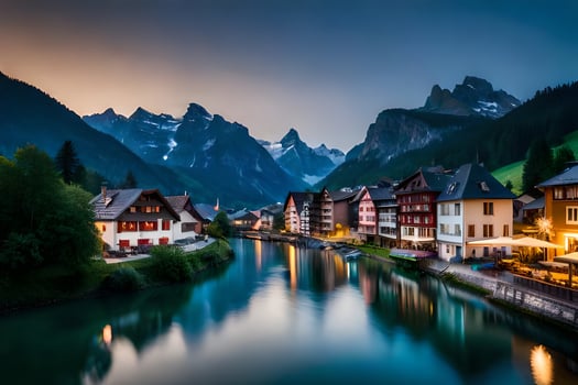 the beautiful town of altenmarkt in the swiss alps. AI-Generated photo