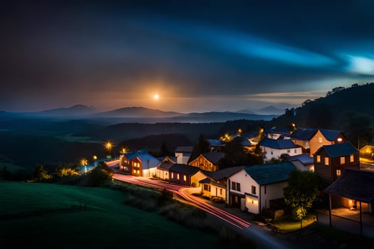 photo wallpaper the sky, night, moon, the village, the village, the village, the. AI-Generated