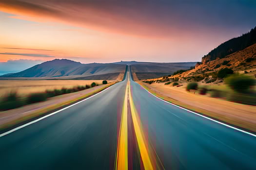 a long road with motion blur. AI-Generated photo