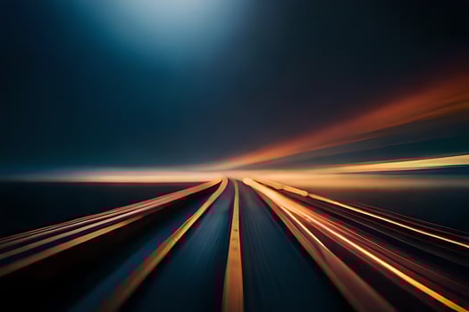 a long exposure photograph of a highway at night. AI-Generated photo