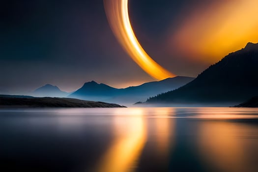 the moon is reflected in the water as it is seen from above. AI-Generated photo
