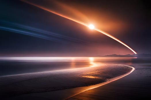 a long exposure photograph of a rocket launching into space. AI-Generated photo