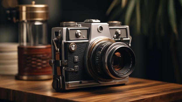 a camera on a table AI Generated photo