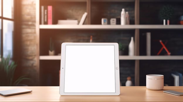 a computer on a desk AI Generated photo