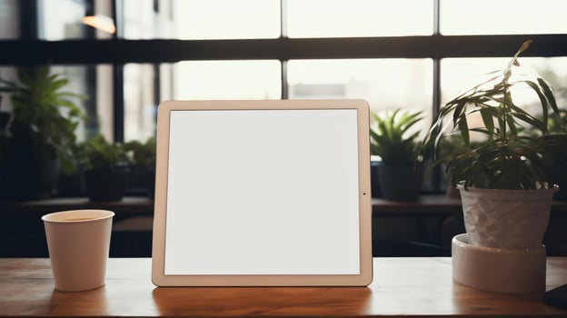 a tablet on a table AI Generated photo