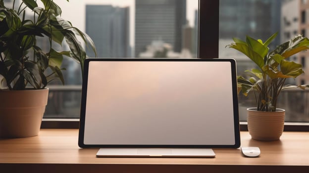 a laptop on a table AI Generated photo