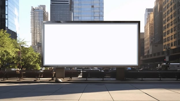 a large white billboard in a city AI Generated photo
