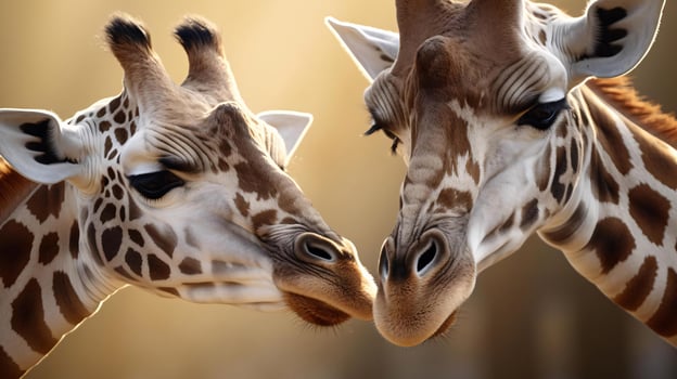 giraffes looking at each other AI Generated photo
