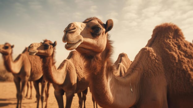 a group of camels AI Generated photo