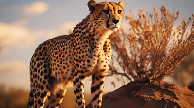 a cheetah standing on a rock AI Generated photo