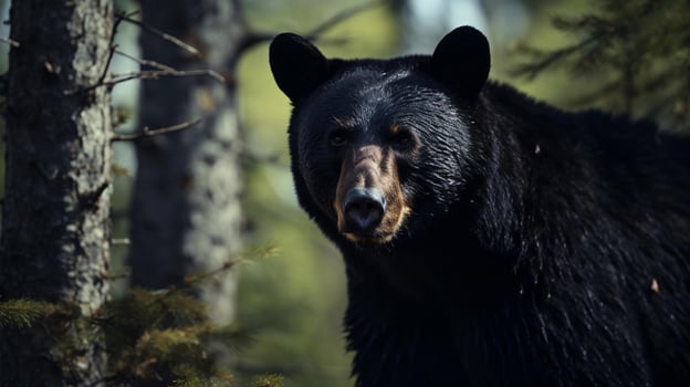 a black bear in a forest AI Generated photo