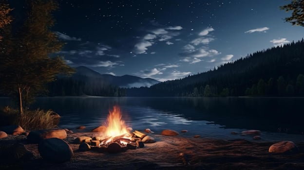 a fire in a lake AI Generated photo