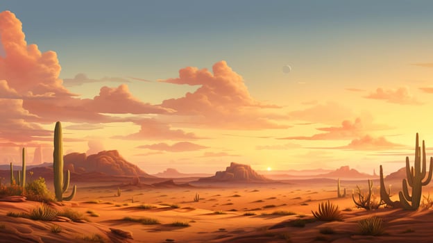 a desert landscape with a moon in the sky AI Generated photo