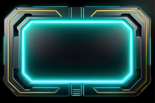 Abstract high tech black border, futuristic technology background, Generative AI photo