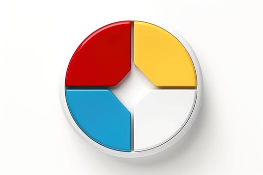 Abstract high tech multicolor button on white background, Generative AI photo