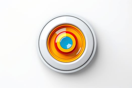 Abstract high tech multicolor button on white background, Generative AI photo