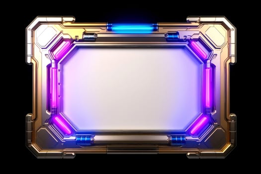 Abstract high tech black border, futuristic technology background, Generative AI photo