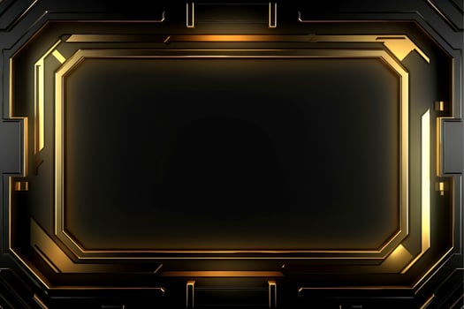 Abstract high tech black border, futuristic technology background, Generative AI photo