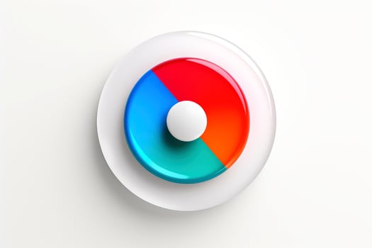 Abstract high tech multicolor button on white background, Generative AI photo