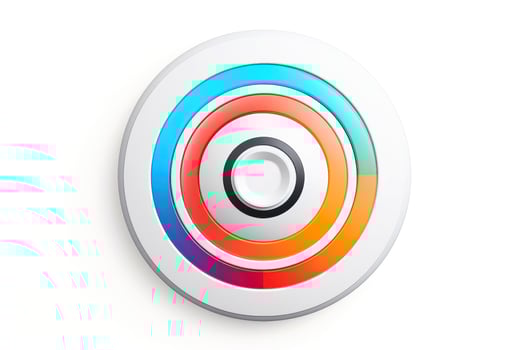 Abstract high tech multicolor button on white background, Generative AI photo