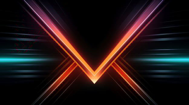 Abstract multicolor neon glowing line, Technology background, Generative AI photo