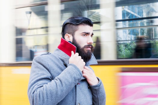 portrait of young hipsters businessman around a modern city photo