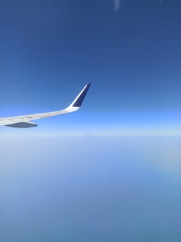 Aerial view from the commercial airplane window photo
