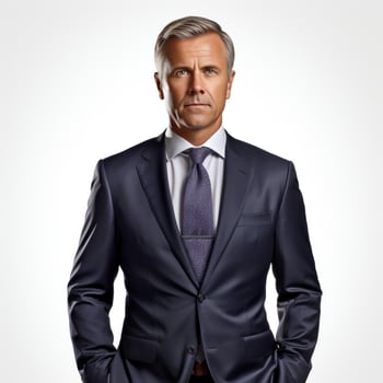 a male businessman in suit posing against isolated photo