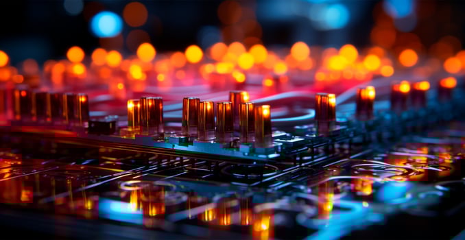 Small bright light bulbs, micro diodes - AI generated image photo